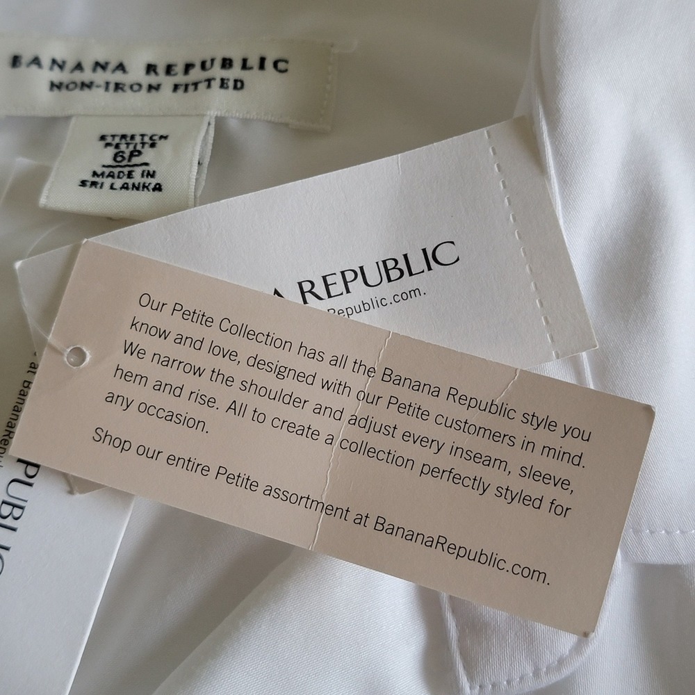 NWT Banana Republic Button Down Shirt White Women's 6P Preppy Tailored Office - Picture 12 of 12